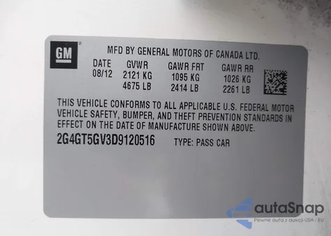 2013 Buick Regal Turbo - Premium 2 из США, поврежденный, VIN 2G4GT5GV3D9120516